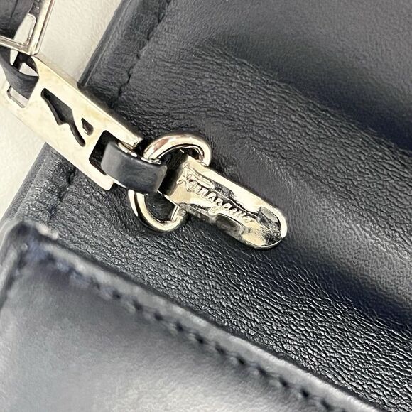 Vintage Salvatore Ferragamo Leather‎ Shoulder Bag or Clutch Navy Blue Rectangle - Picture 9 of 15